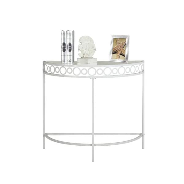 Monarch Specialties I 2122 36 Inch Wide Gl Top Metal Hall Console Table White Monarch Specialties I 2122 36 Inch Wide Gl Top Metal Hall Console Table White