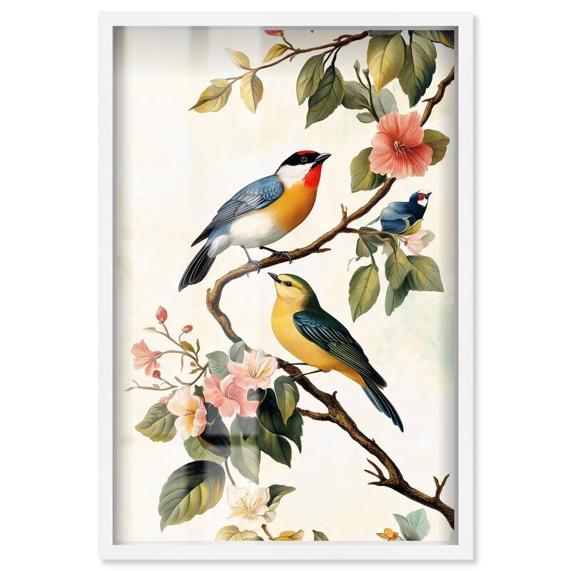 Colorful Perch Shadowbox by Art Remedy - White - 20" x 30"