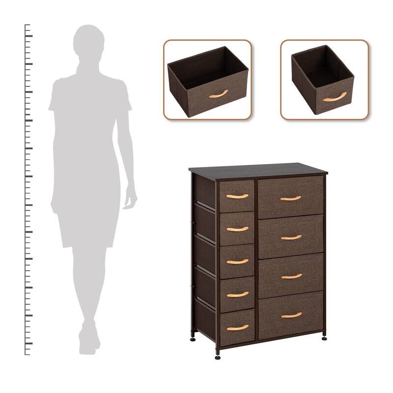 VredHom 9 Drawers Dresser Fabric Storage Units Organizer Tower