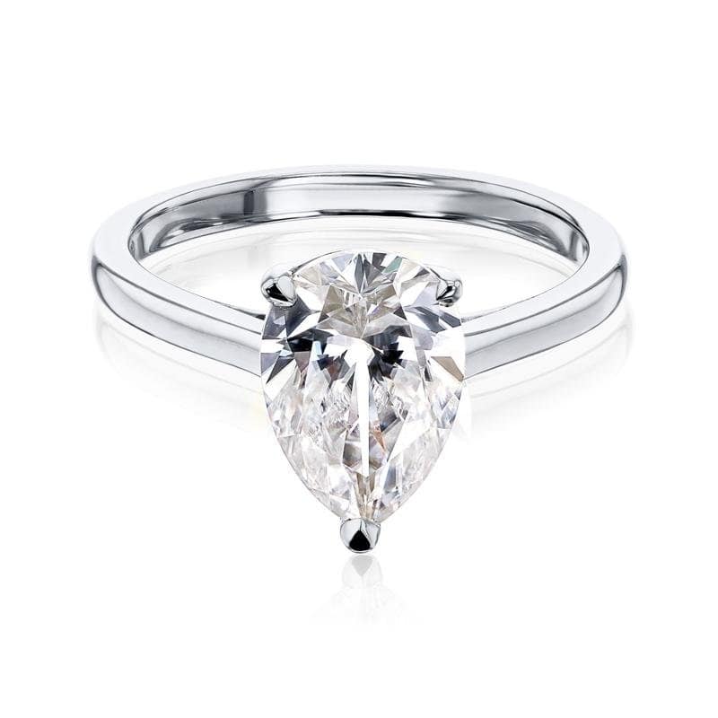 Annello by Kobelli 14k Gold Forever One Pauline Pear Solitaire Ring (DEF/VS) - White - 10
