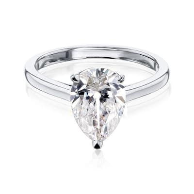 Kobelli 2.1 Carats Moissanite 14k Solid Gold Pear Solitaire Cathedral Plain Band Pauline Engagement Ring (GH/VS)