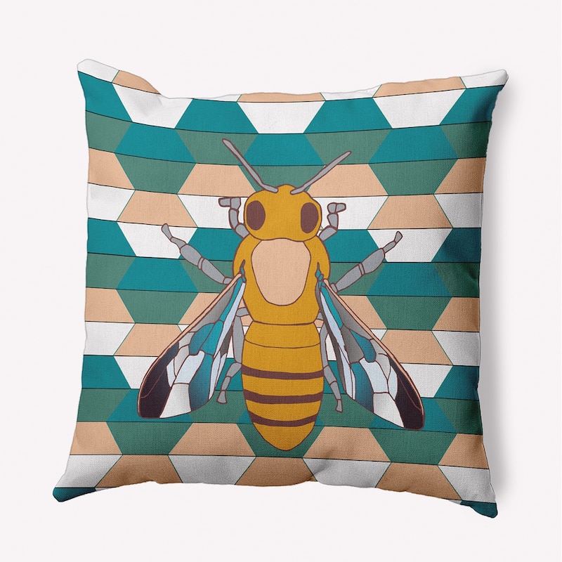 Bee and Comb Decorative Throw Pillow - 26" x 26" - Lake Blue