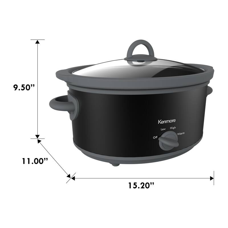 Kenmore Slow Cooker, 5 qt (4.7L), Easy to Use, Dial Control, Black