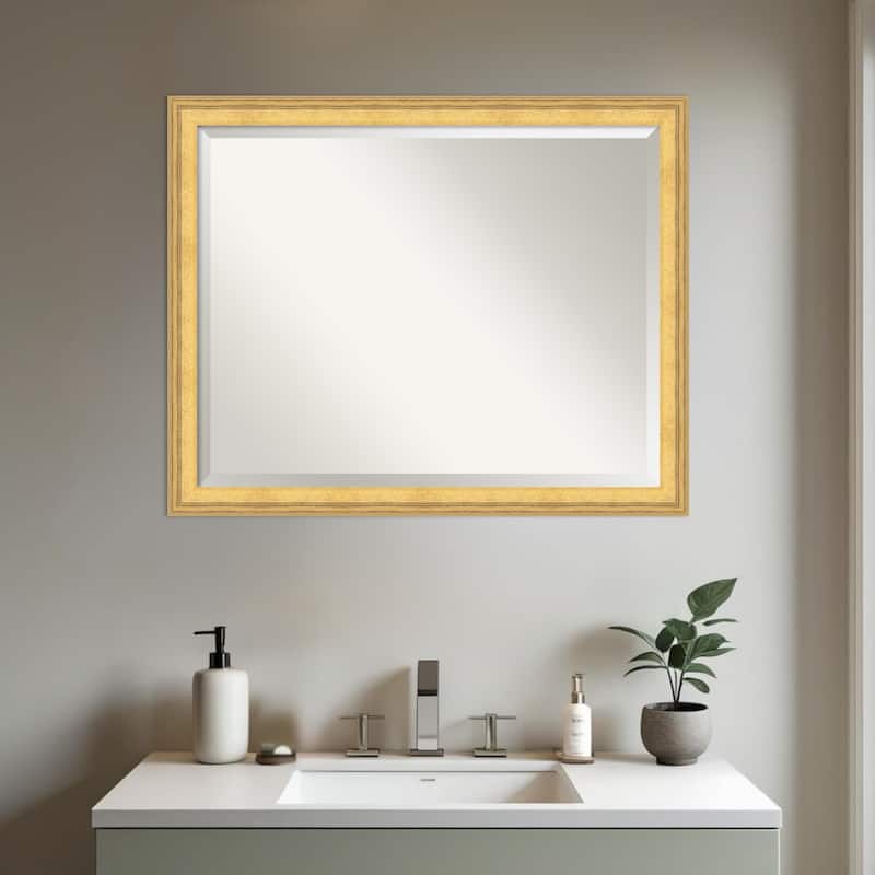 Owen Gold Beveled Wood Framed Bathroom Vanity Wall Mirror - Owen Gold
