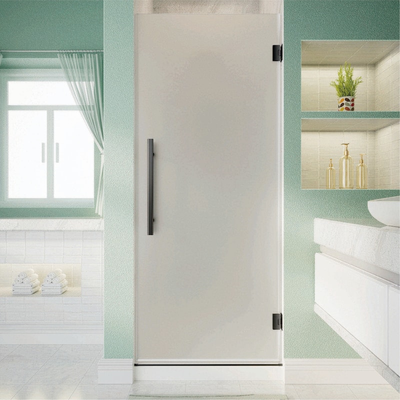 i-Homare 30 in.W x 72 in.H Frameless Pivot Shower Door, 5/16 in SGCC Frosted Tempered Glass