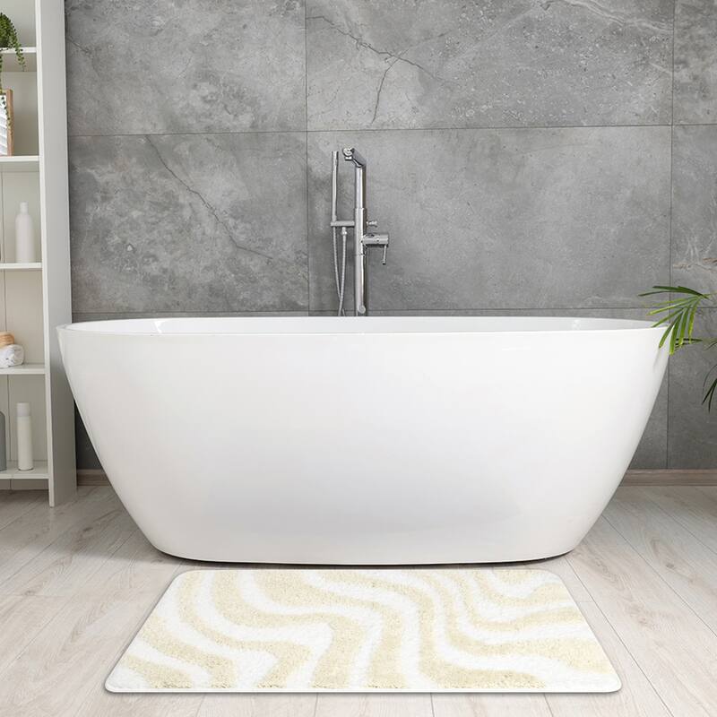 Fashion Wave Pattern Bathroom Rug Mat, Soft Absorbent Bath Carpet, Non-Slip, Shaggy, Machine Wash