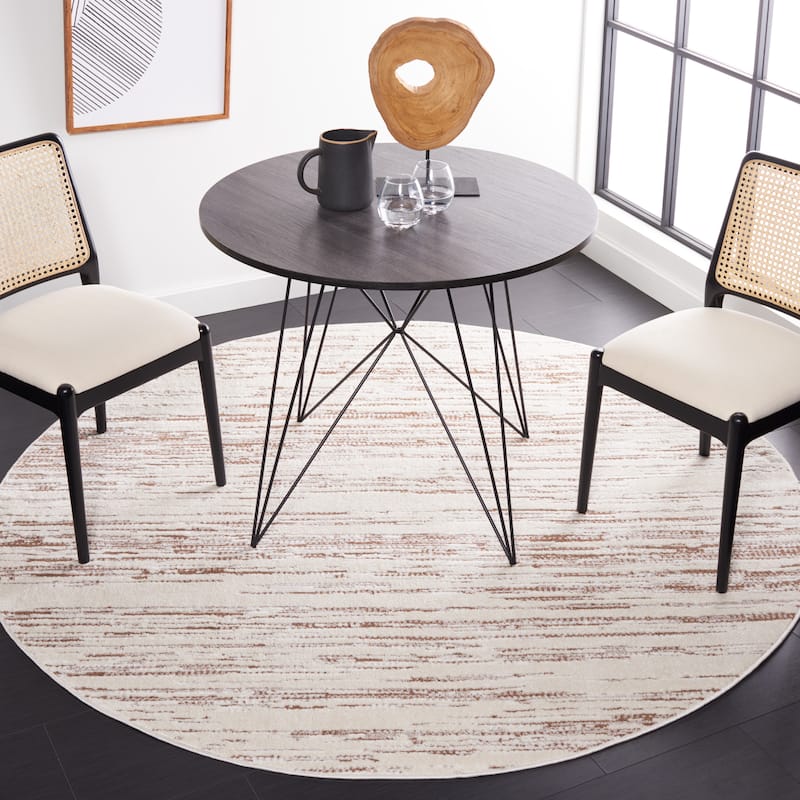 SAFAVIEH Alamo Merita Distressed Rug - 6'7" Round - Taupe/Ivory