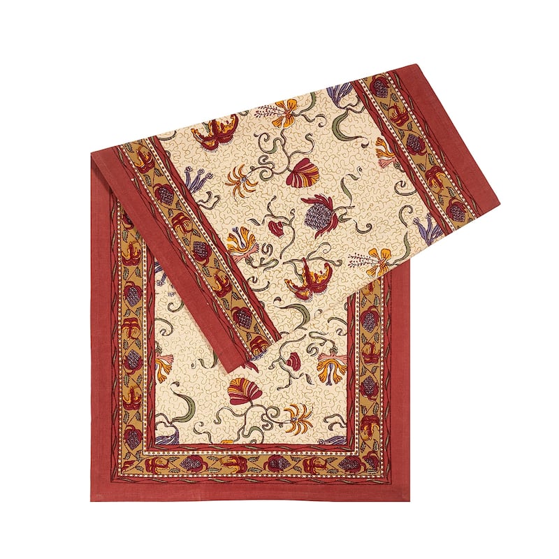 Couleur Nature Fleurs des Indes Multicolored Cotton Table Runner