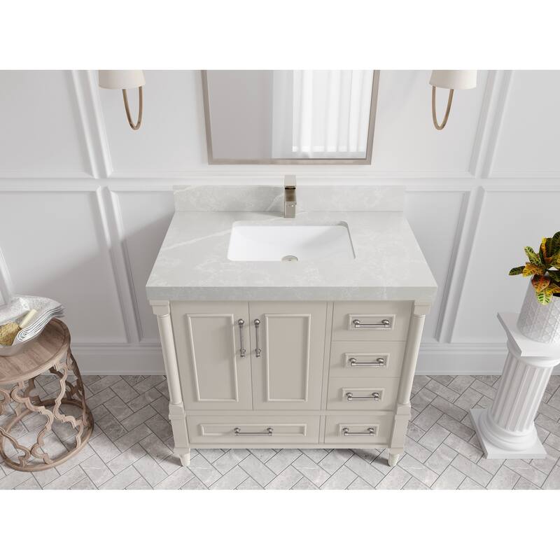 Willow Collections 36 in. W x 22 in. D Aberdeen Center Sink Left Bathroom Vanity with Countertop
