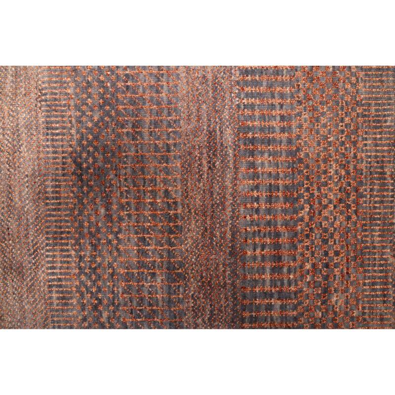 ECARPETGALLERY Hand-knotted Finest Silk Shadow Copper Silk, Wool Rug - 2'7 x 12'2