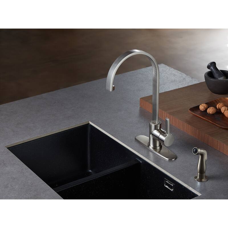 Continental 1-Handle Kitchen Faucet with Side Sprayer - Brushed Nickel