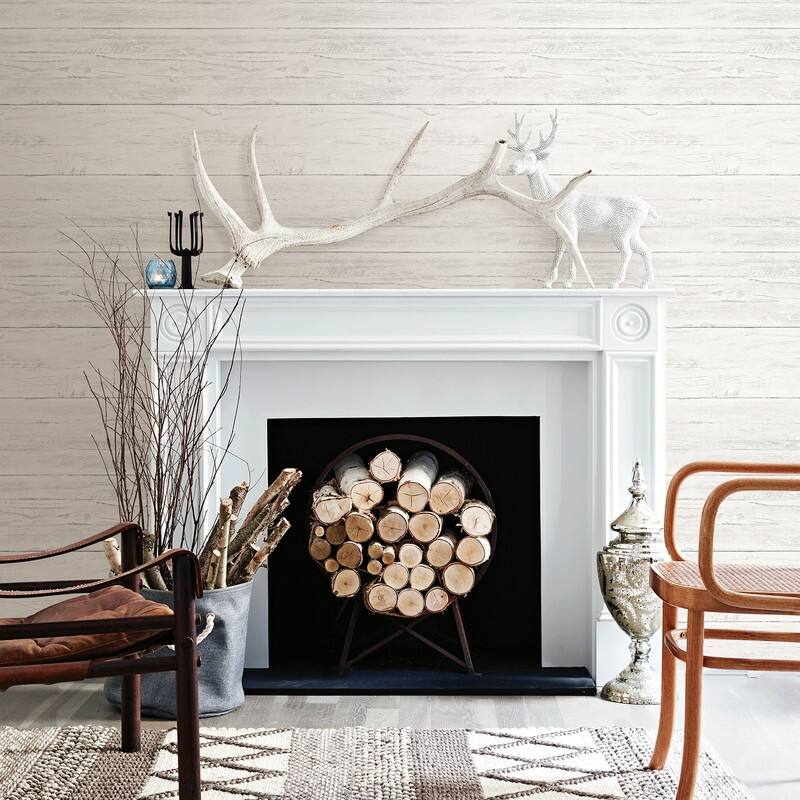 Brewster Adair White Shiplap Wallpaper - 20.5in x 396in x 0.025in