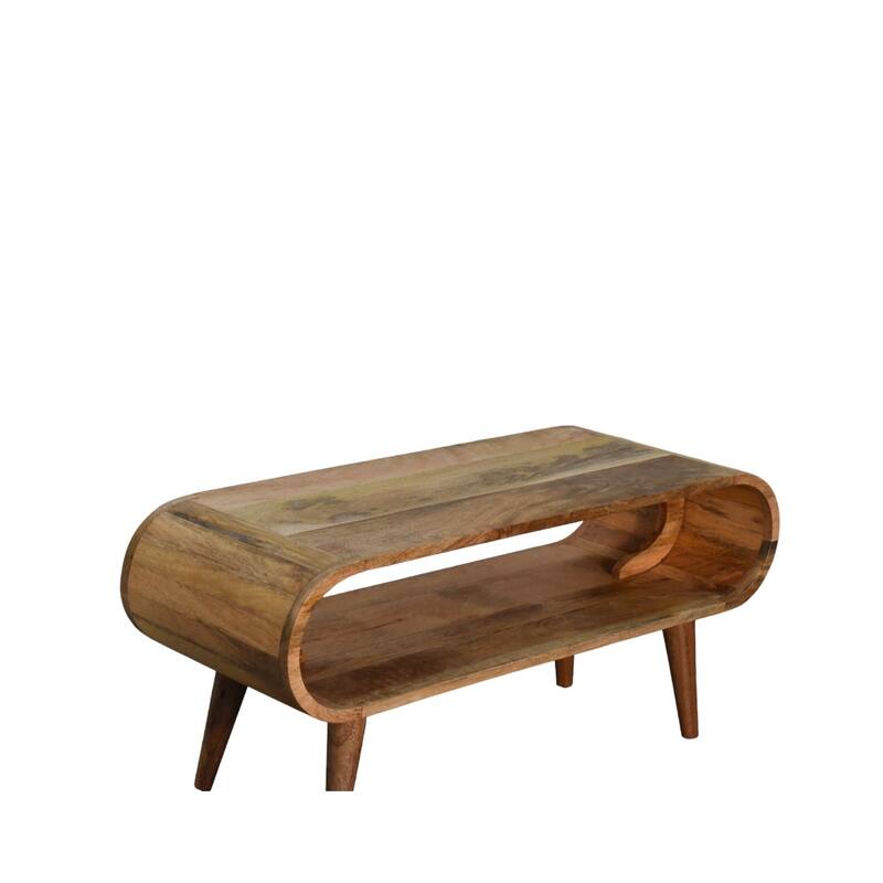 Mid-Century Modern Wood Coffee Table With Strong Legs