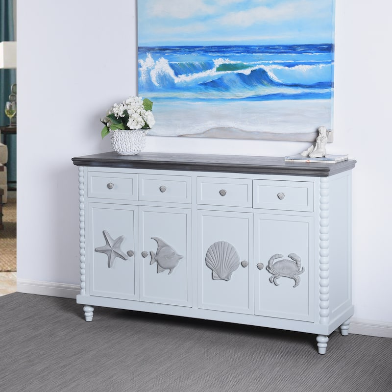 Porch & Den Seavey Weathered Blue and Grey Mist Top 4-Drawer Cabinet