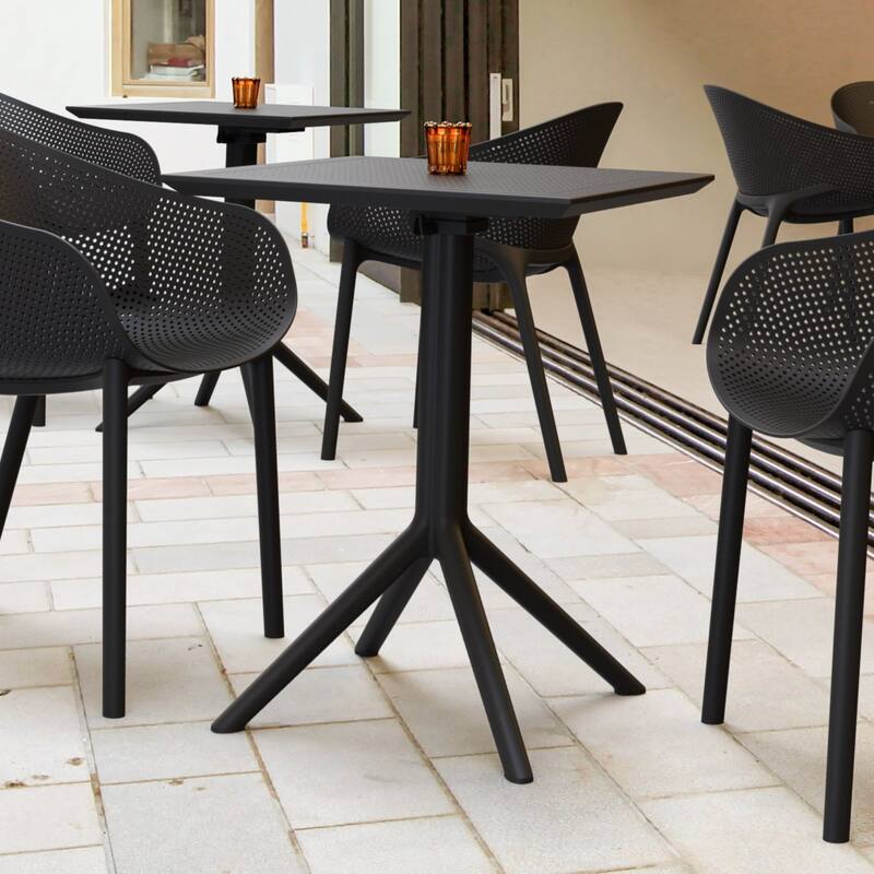 29.5" Black Folding Square Outdoor Patio Dining Table