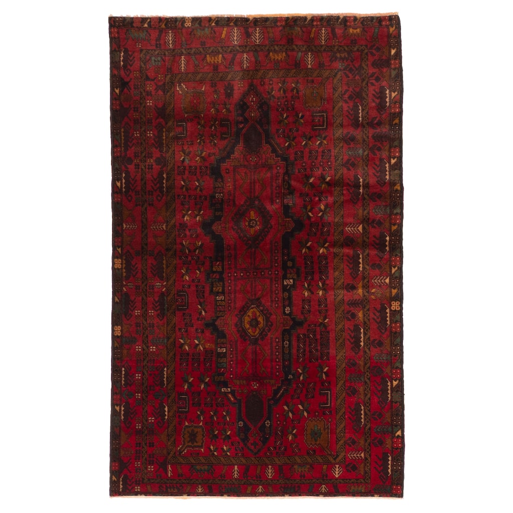 ECARPETGALLERY Hand-knotted Teimani Red Wool Rug - 3'10 x 6'3
