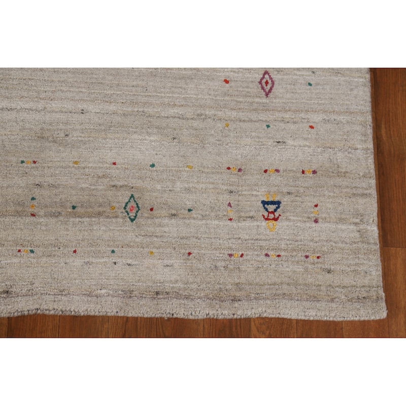 Hand Knotted Oriental 100% Wool Carpet Tribal Animal Pictorial Multi-Colored Gabbeh Area Rug - 8' 1'' X 5' 2''