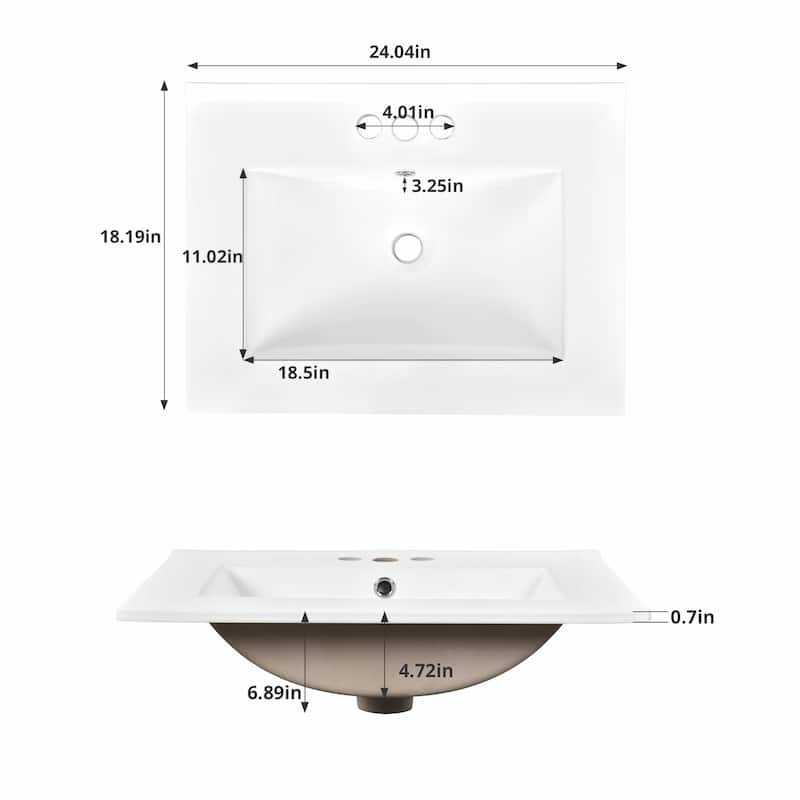 24" Modern Bathroom Vanity with Sink, Small Bathroom Sink Cabinet