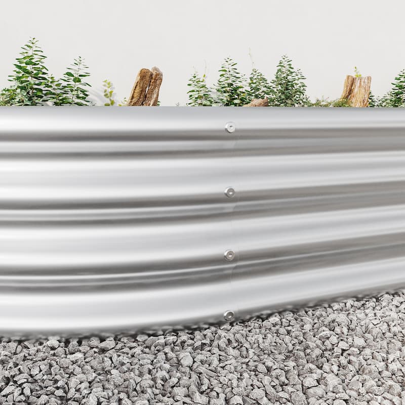 GDFStudio - Large Oval Metal Raised Garden Bed for Vegetables, Flowers, and Plants, Outdoor Backyard Planter Box