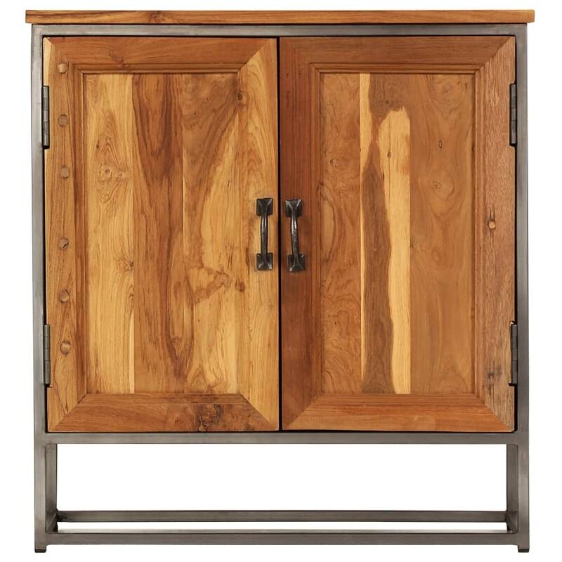 vidaXL Sideboard Recycled Teak and Steel 25.6"x11.8"x27.6"