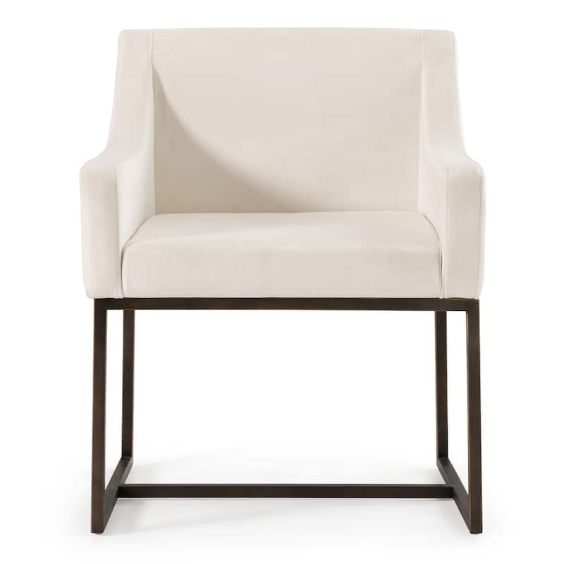 Modrest Elijah Modern Beige & Copper Antique Brass Dining Chair