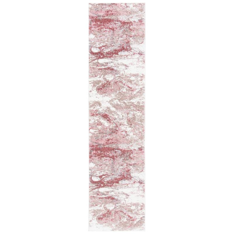 SAFAVIEH Lilypond Zorana Modern Abstract Rug - 2' x 8' Runner - Ivory/Rose