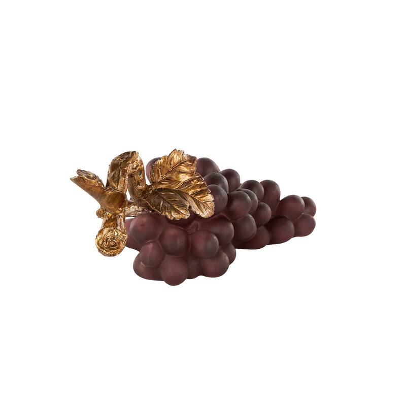 Purple Polystone Grape Fruit Decorative Sculpture with Gold Stem