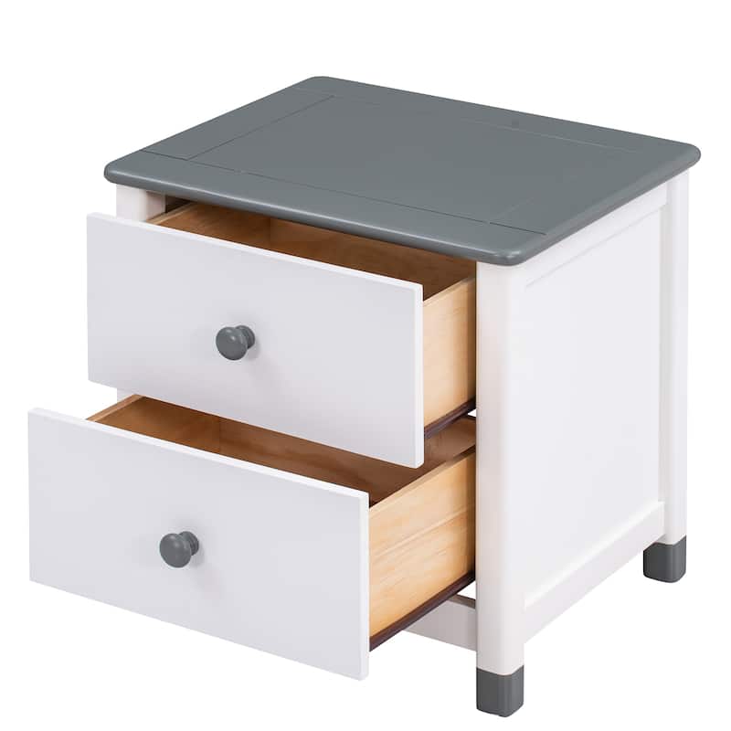 Wooden Nightstand with Two Drawers for Kids,End Table for Bedroom