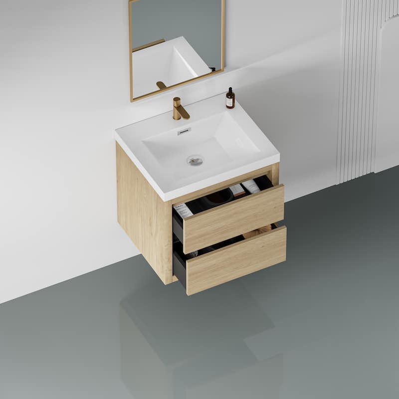 24" Wall-Mounted Bathroom Vanity with Sink