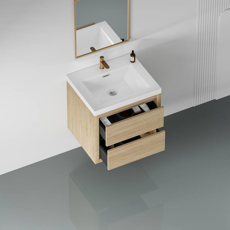 GDFStudio 24" Wall-Mounted Bathroom Vanity with Sink