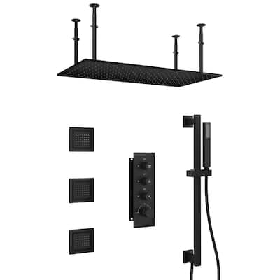 3-Spray 32 in. x 16 in. Ceiling Mount Fixed and Handheld Dual Shower Head 2.5 GPM with Adjustable Slide Bar and 3-Body Jets
