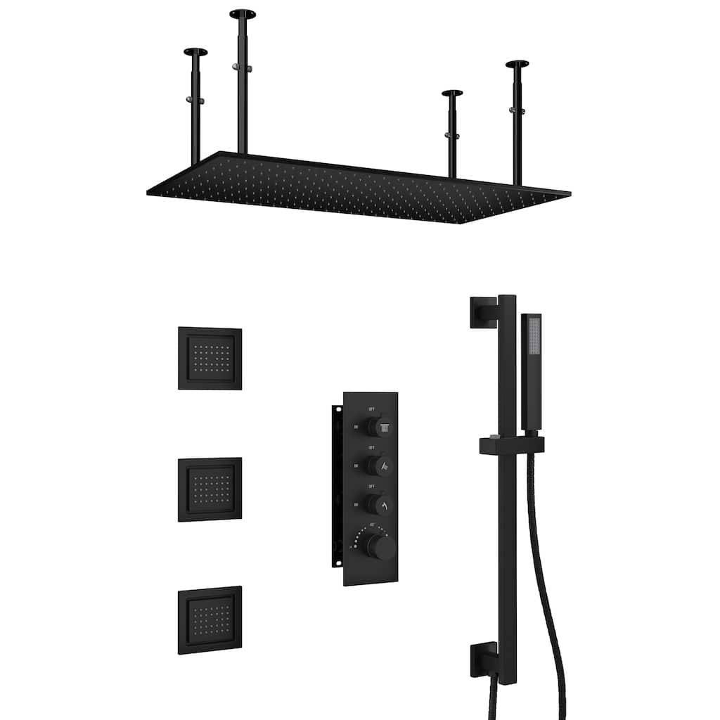 3-Spray 32 in. x 16 in. Ceiling Mount Fixed and Handheld Dual Shower Head 2.5 GPM with Adjustable Slide Bar and 3-Body Jets