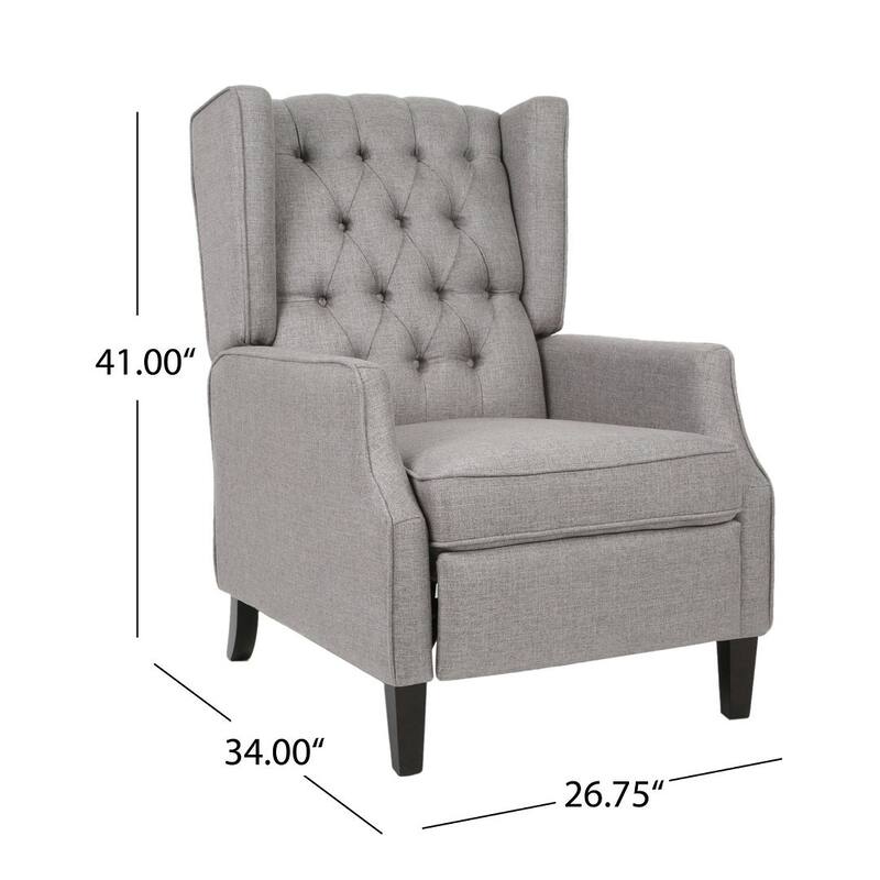 Modern Fabric Recliner with Wingback Design and Tufted Upholstery by Christopher Knight Home