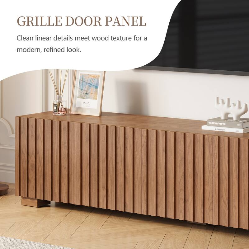 79" Mid-Century Modern TV Stand - Wood Media Console, Living Room Entertainment Center with Ample Storage