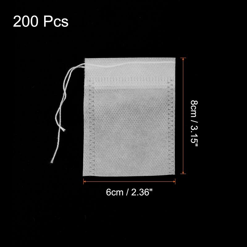 200 Pcs Disposable Tea Bags for Loose Leaf Tea, Tea Filter Bags - White - 3.1" x 2.4"
