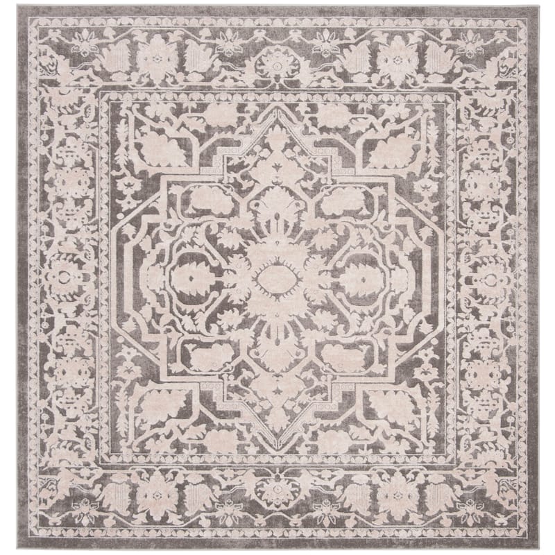 SAFAVIEH Reflection Eulalie Modern Oriental Rug - 6'7" Square - Dark Grey/Cream
