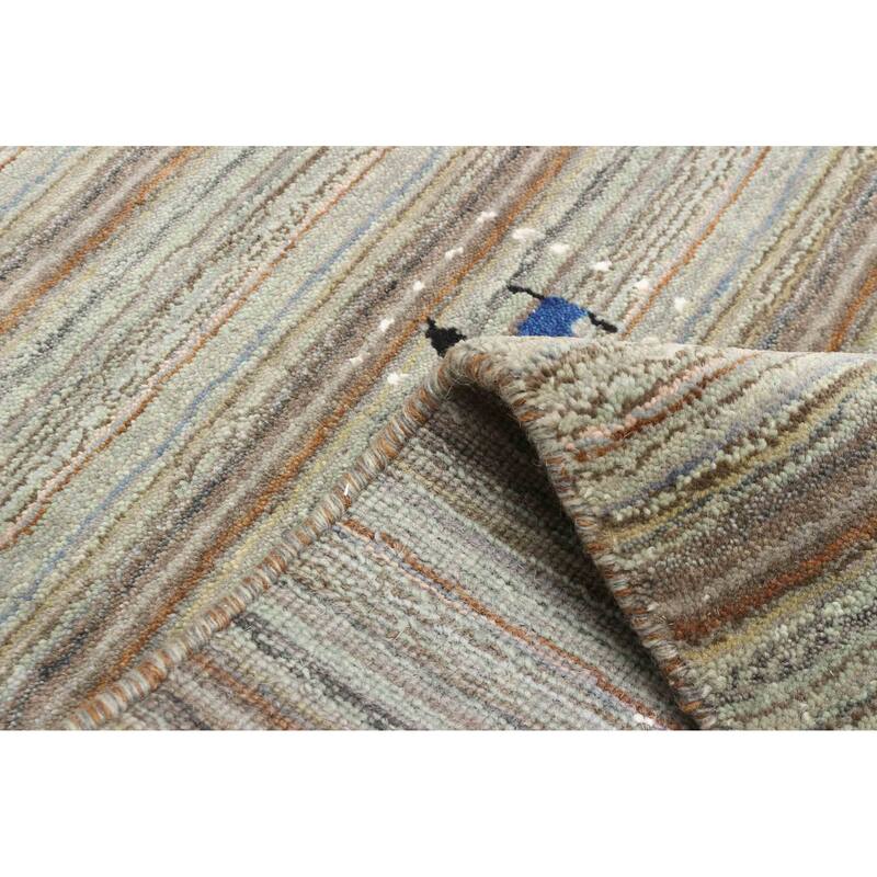 ECARPETGALLERY Hand Loomed Kashkuli Gabbeh Light Green Wool Rug - 3'2 x 4'11