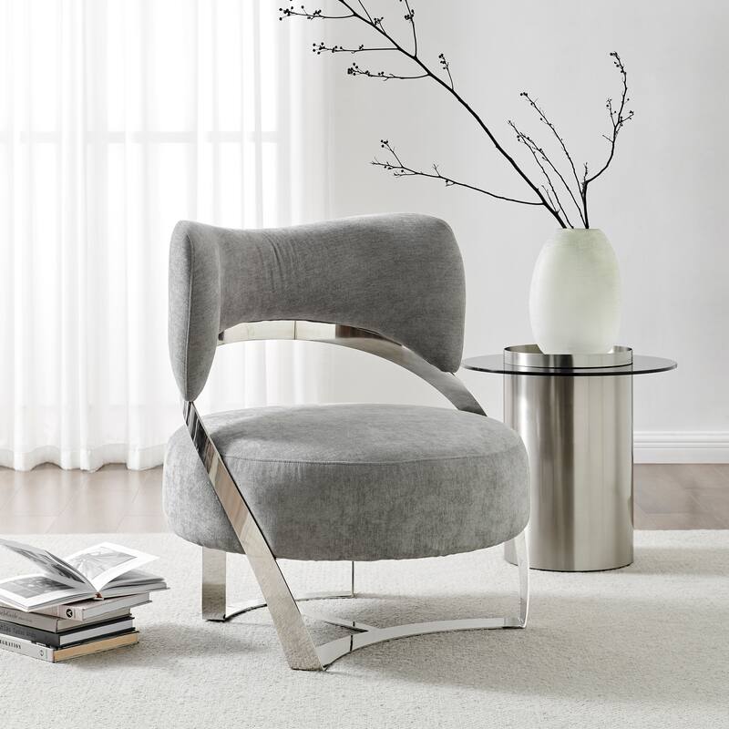 Aura Modern Gray and Chrome Accent Chair