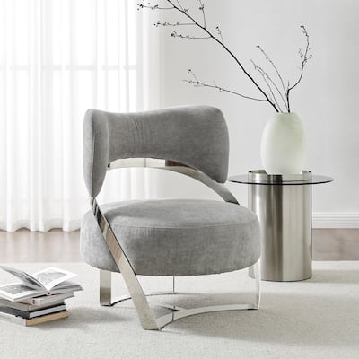 Aura Modern Gray and Chrome Accent Chair