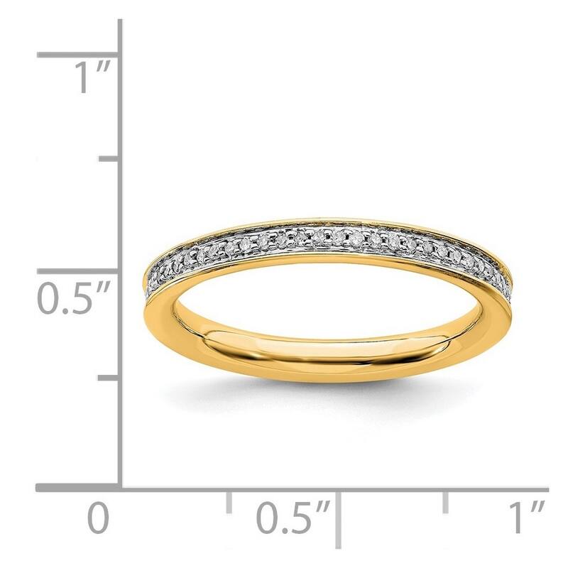Curata 925 Sterling Silver Polished Prong set Stackable Expressions and Diamonds Gold Plated Ring
