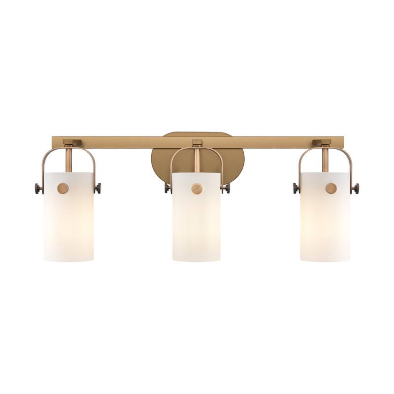 Innovations Lighting 423-3W-11-25 Pilaster II Cylinder Vanity Pilaster - Brushed Brass / Matte White