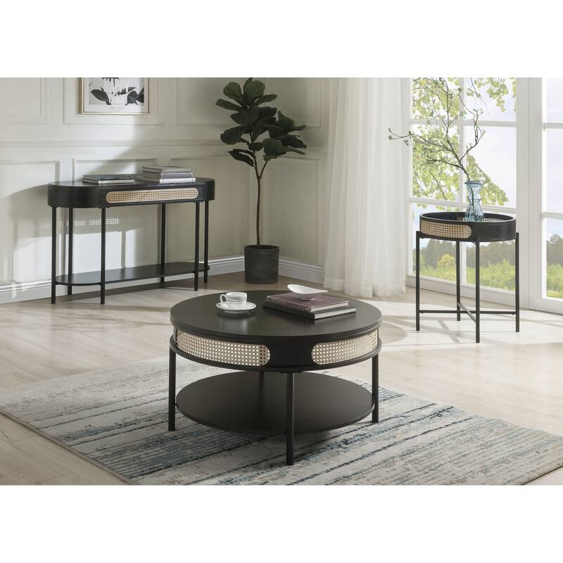 ACME Colson Tray Top Round End Table in Black