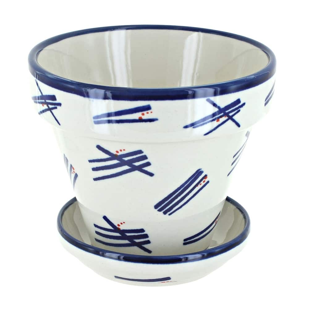 Blue Rose Polish Pottery 890-893 Zaklady Small Flower Pot