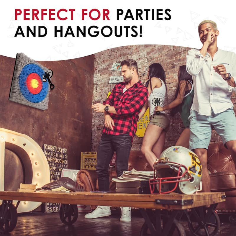 Jumbl Wall-Mounted Foam Axe Throwing Game with Bristle Target & Mount Kit - Multicolor