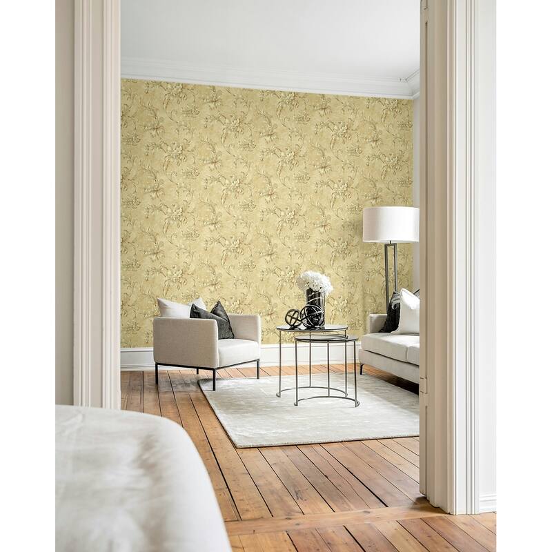 Seabrook Design Apollo Leaf Scroll Unpasted Wallpaper