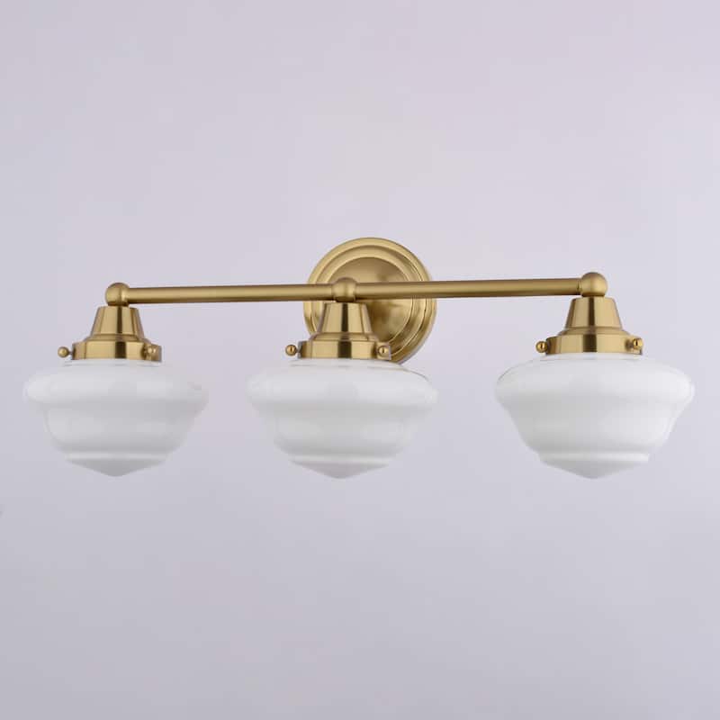 VAXCEL Eastgate Bathroom Vanity Wall Light Fixture, White Frosted Opal Glass Schoolhouse Shade, Dimmable, LED Compatible
