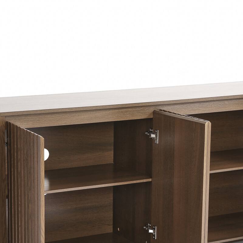 Mid-Century Modern Large 4-Door Cabinet Storage Sideboard