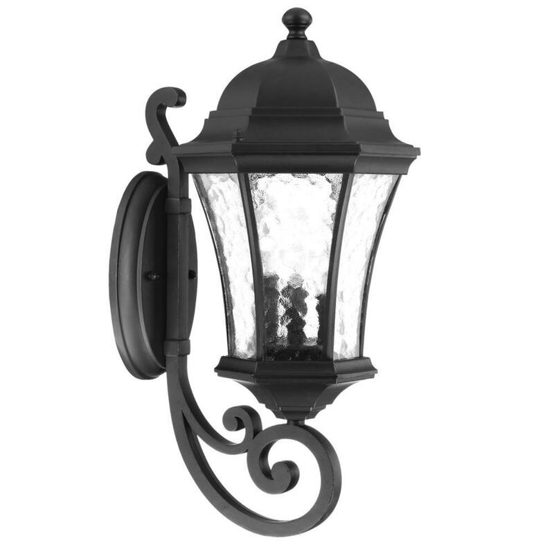 Glass Flush Mount Outdoor Wall Light with 3 Light Lantern Design - 11” x 9.25” x 19.5” (D x W x H)