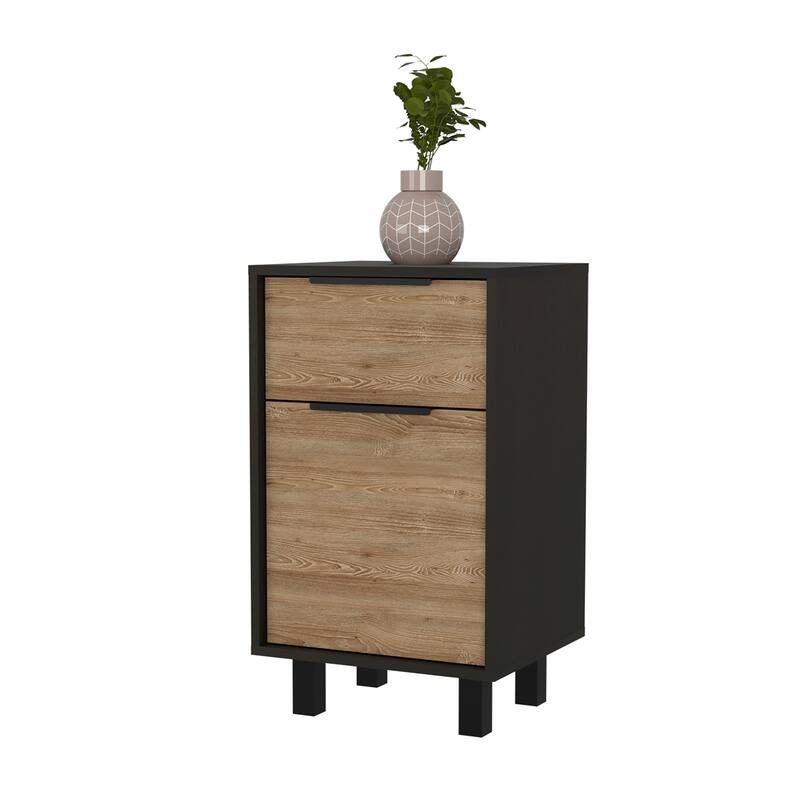TUHOME Kaia Z Nightstand with 1 Drawer and 1 Cabinet