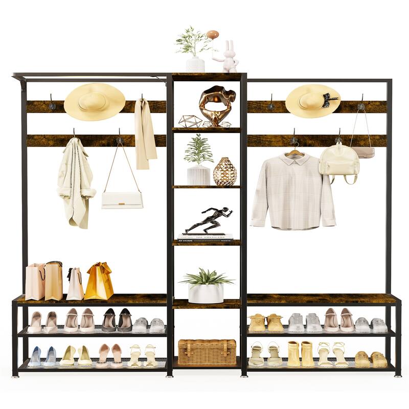 Versatile Coat Rack with Shoe Rack Hooks for Living Room, Bedroom Use